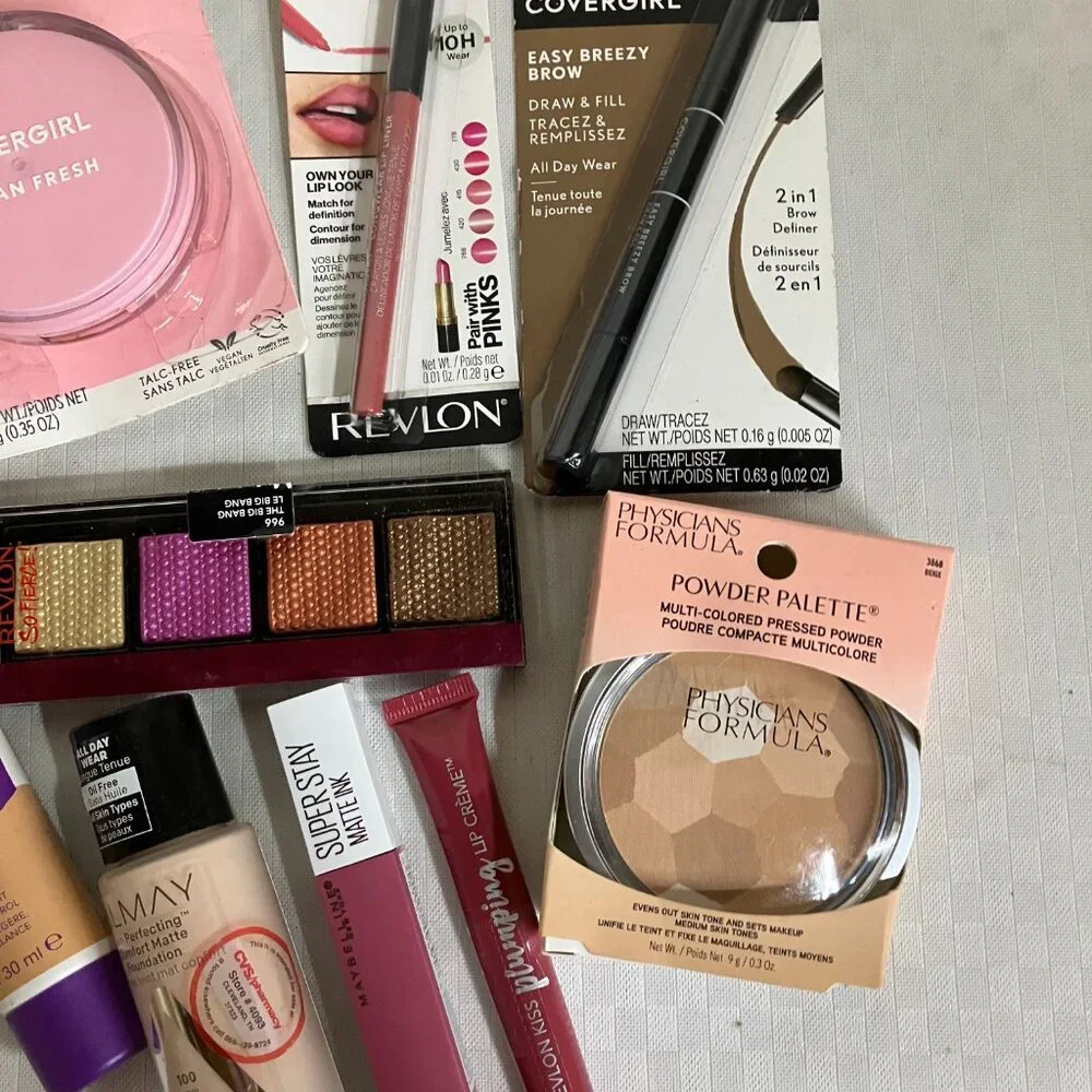 10-Piece Makeup Kit Revlon CoverGirl Rimmel Maybelline PF Almay Full Set New